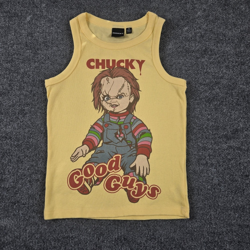 Chucky Tank Top Womens Small Yellow Child's Play Good Guys Ribbed